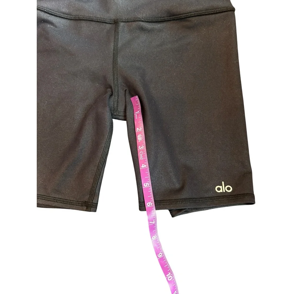 Alo Yoga High Waist Biker Shorts Lightweight Activewear Jersey Black Size Small